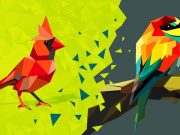 Triangulated Bird Origami Styled Bird in Adobe Illustrator