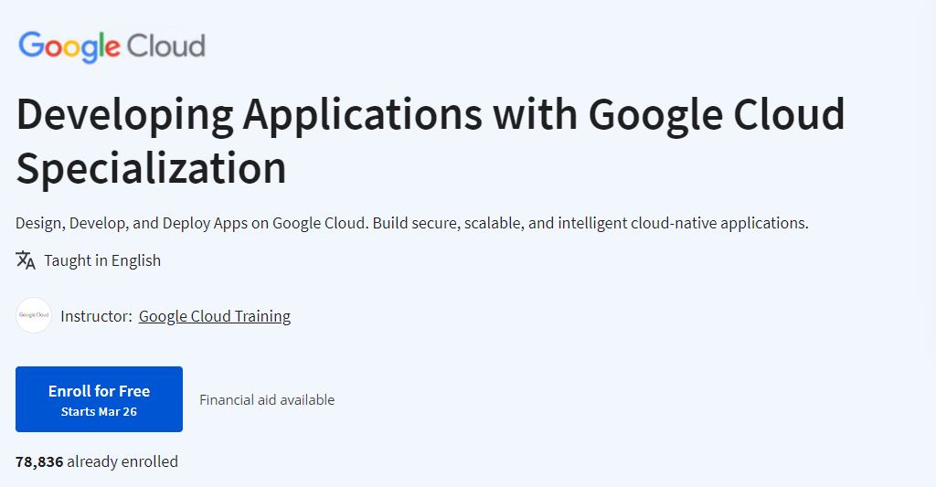 Developing Applications with Google Cloud Specialization