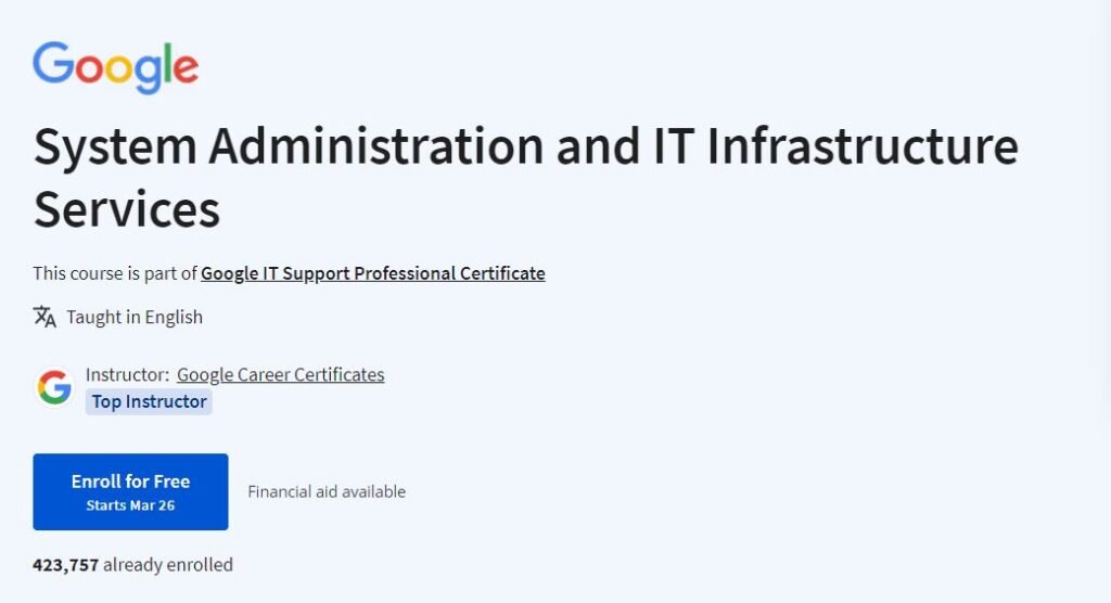 System Administration and IT Infrastructure Services 