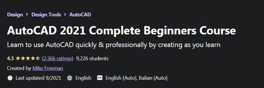 autoCad 2021 complete beginners course