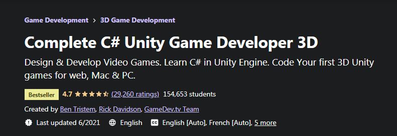 Complete C# Unity game Developer 3D
