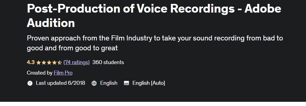 Post-Production of Voice Recordings -Audition Course by Adobe