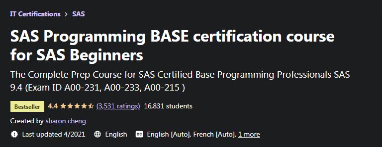 SAS Programming BASE certification course
