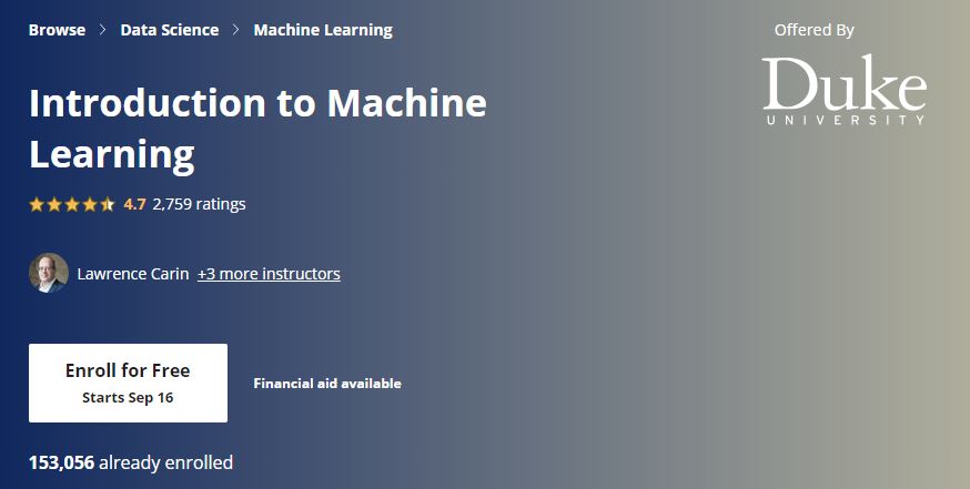 Introduction to machine Learning