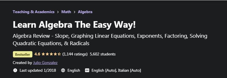 Learn algebra the easy way