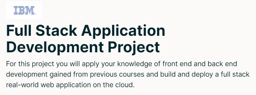 Full Stack Application Development Project