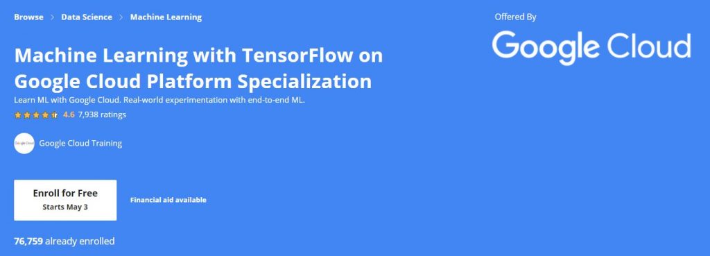 Machine Learning with Tensorflow On Google Cloud Platform Specialization