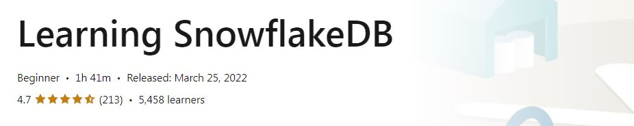 Learning SnowflakeDB
