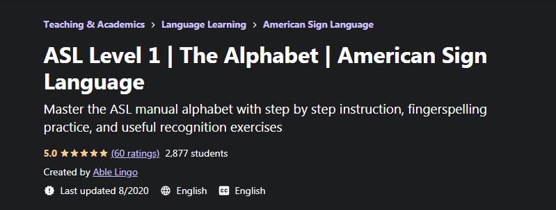 ASL Level 1 the Alphabet