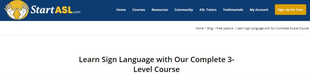 Learn sign Language with our complete 3 level course
