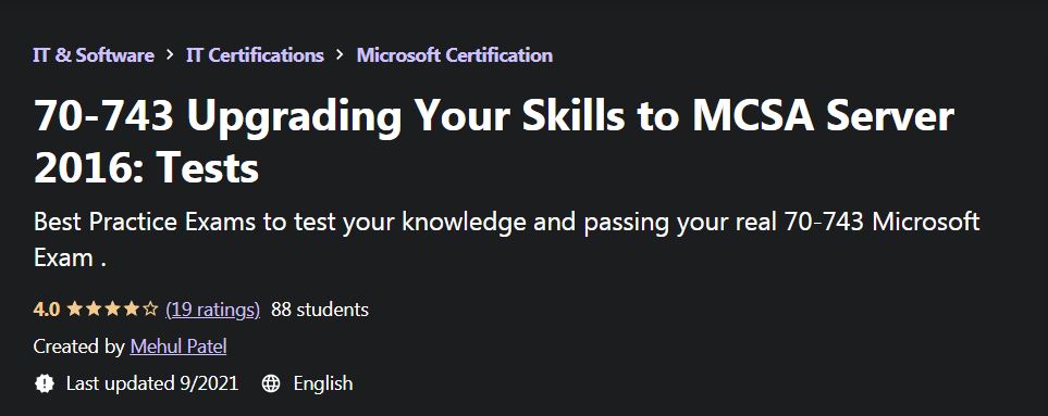 70-743 Upgrading your Skills to MCSA Server