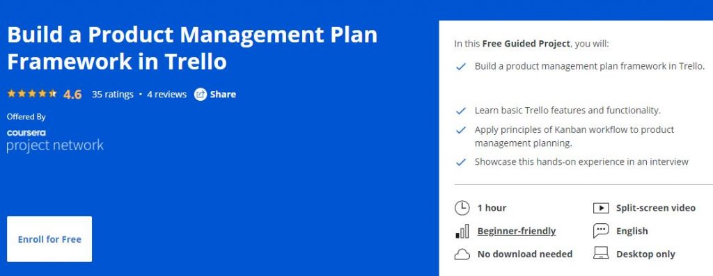 Build a product management plan framework in trello