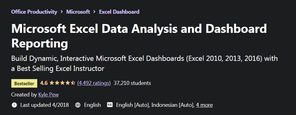 Microsoft Excel Data analysis and dashboard reporting