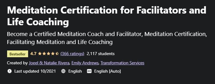 Meditation Certification for Facilitators and Life Coaching