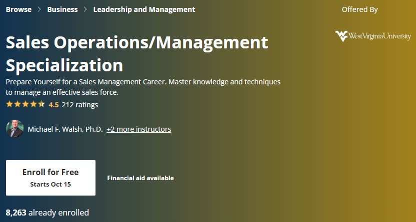 Sales Operations/Management Specialization