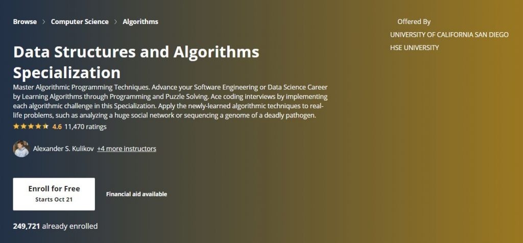 Data structures and algorithms specializations