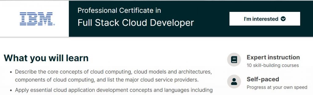 Full Stack cloud developer