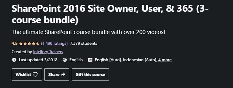 SharePoint 2016 Site Owner, User, & 365 (3-course bundle)