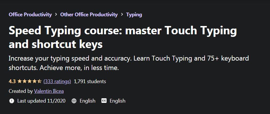 Speed typing course