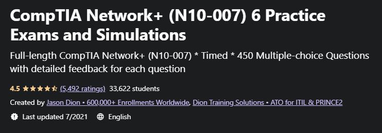 CompTIA Network+ (N10-007) 6 Practice Exams and Simulations