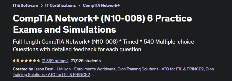 CompTIA Network+ (N10-008) 6 Practice Exams and Simulations