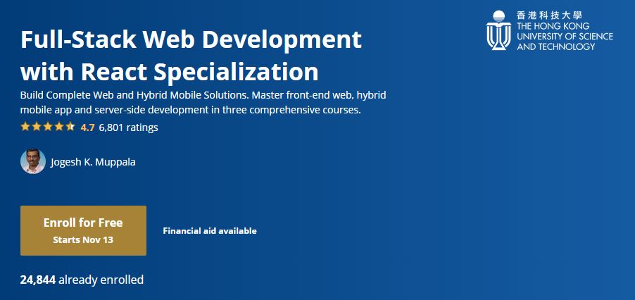 Full-Stack Web Development with React Specialization