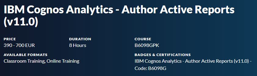 IBM Cognos Analytics - Author Active Reports (v11.0)