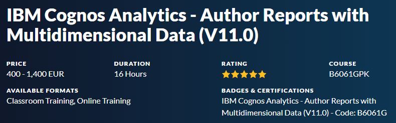 IBM Cognos Analytics - Author Reports with Multidimensional Data (V11.0)