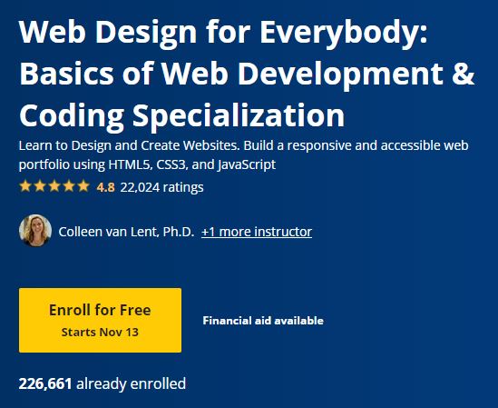 Web Design for Everybody Basics of Web Development & Coding Specialization