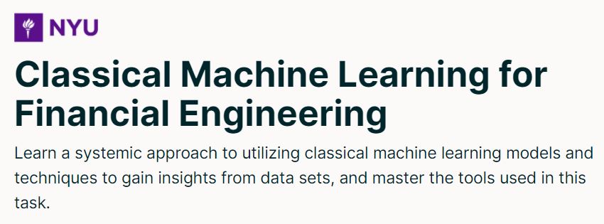 Classical Machine Learning for Financial Engineering