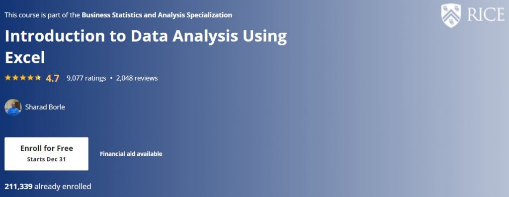 Introduction to Data Analysis Using Excel