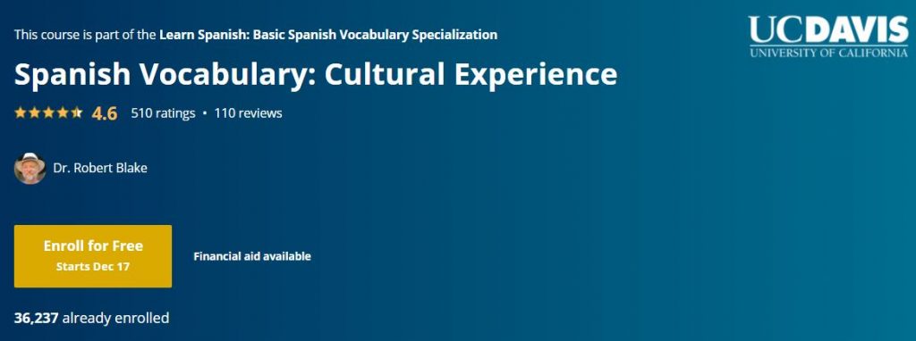 Spanish Vocabulary- Cultural Experience