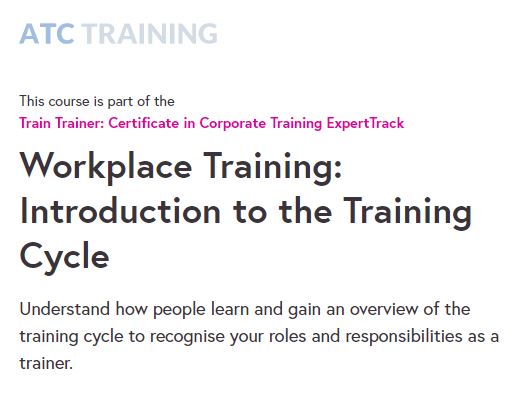 Workplace Training- Introduction to the Training Cycle