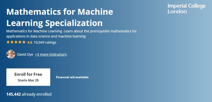 Mathematics for Machine Learning Specialization