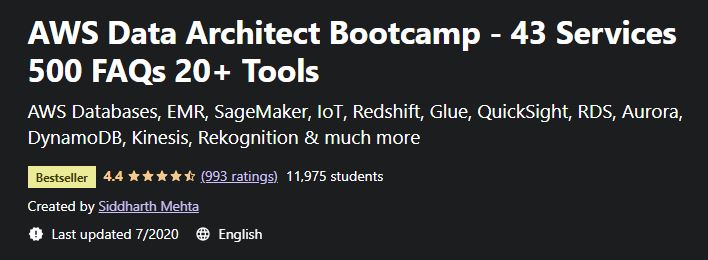 AWS Data Architect Bootcamp - 43 Services 500 FAQs 20+ Tools