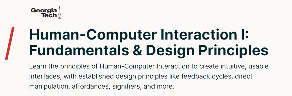 Human-Computer Interaction I- Fundamentals & Design Principles