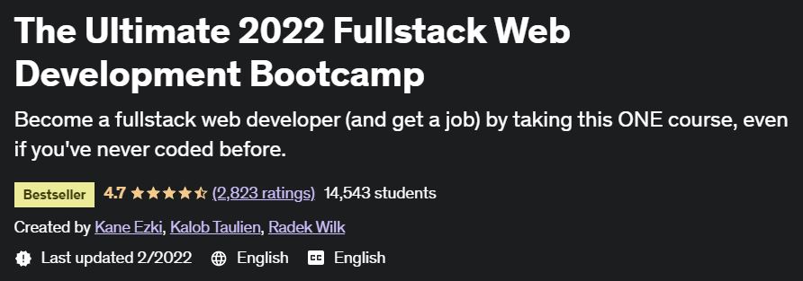 The Ultimate 2022 Fullstack Web Development Bootcamp