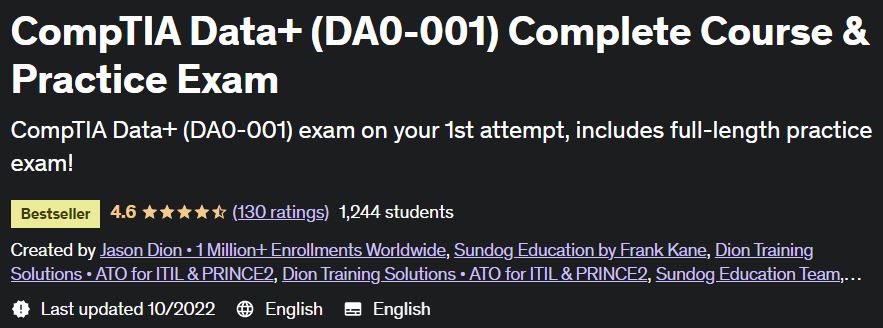CompTIA Data+ (DA0-001) Complete Course & Practice Exam