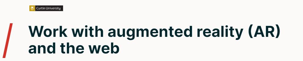 Work with augmented reality (AR) and the web