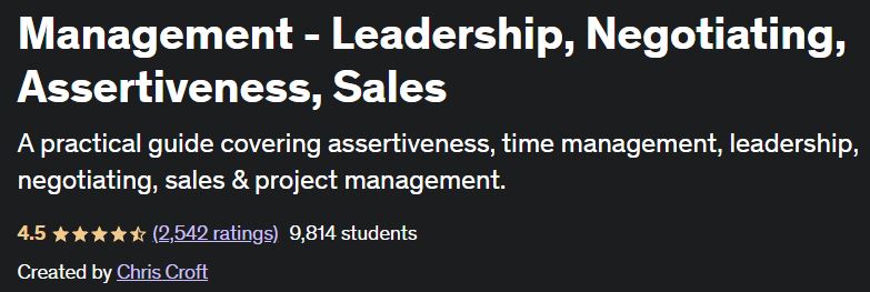 Management - Leadership, Negotiating, Assertiveness, Sales