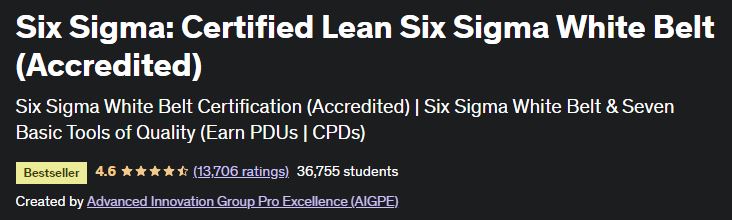 Six Sigma- Certified Lean Six Sigma White Belt (Accredited)