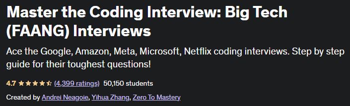 Master the Coding Interview- Big Tech (FAANG) Interviews
