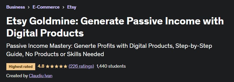 Etsy Goldmine: Generate Passive Income with Digital Products