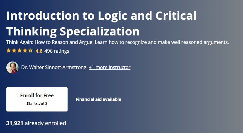 Introduction to Logic and Critical Thinking Specialization
