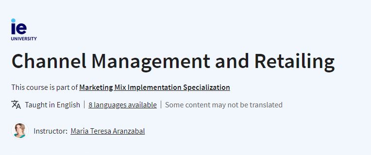 Channel Management and Retailing
