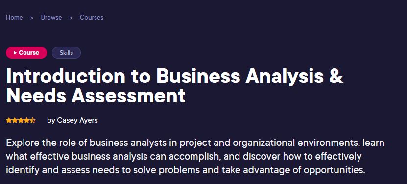 Introduction to Business Analysis & Needs Assessment