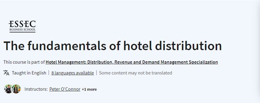 The fundamentals of hotel distribution