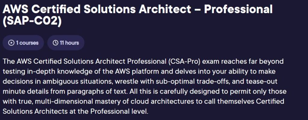 AWS Certified Solutions Architect -- Professional (SAP-C02) 