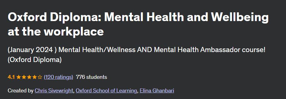 Oxford Diploma: Mental Health and Wellbeing at the workplace