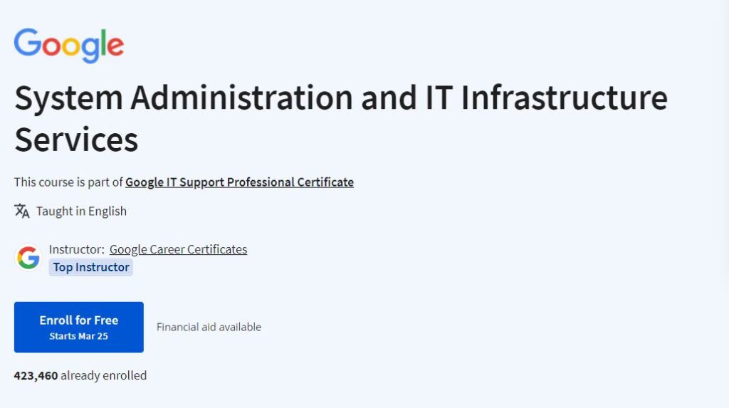 System Administration and IT Infrastructure Services 